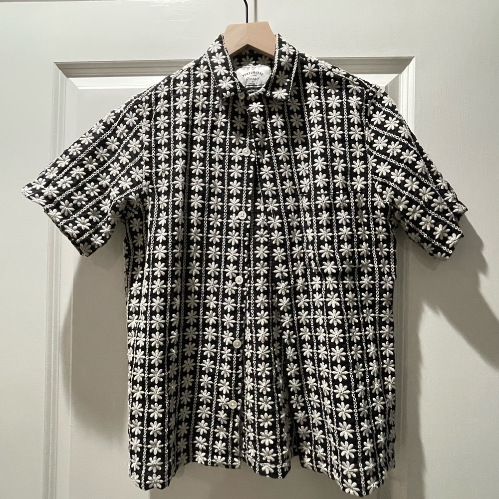 Portuguese flannel folclore shirt in black